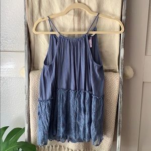 Steel Blue Flowy Halter Top